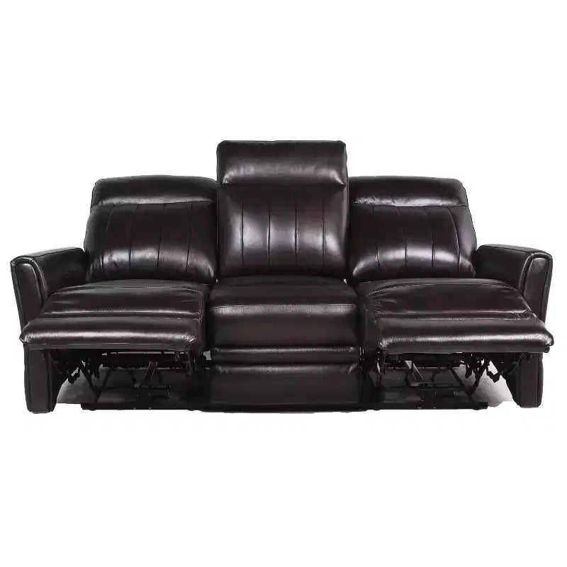 Canapé inclinable électrique Coachella marron - Steve Silver Co. : Cuir véritable, port USB, 3 places