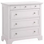 Commode Naples blanc cassé - Homestyles : Rangement de chambre à coucher avec 4 tiroirs, cadre en bois massif