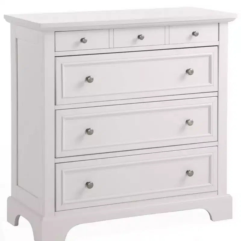 Commode Naples blanc cassé - Homestyles : Rangement de chambre à coucher avec 4 tiroirs, cadre en bois massif