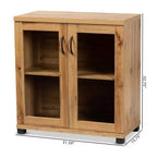 Meuble de rangement à 2 portes Zentra Wood avec portes vitrées, chêne marron/noir