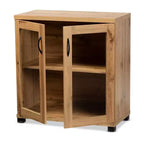 Meuble de rangement à 2 portes Zentra Wood avec portes vitrées, chêne marron/noir