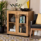 Meuble de rangement à 2 portes Zentra Wood avec portes vitrées, chêne marron/noir