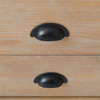 Table de chevet en bois Arden 2 tiroirs Driftwood clair - Meubles Alaterre : Cadre en pin rustique, étagère ouverte, quincaillerie en bronze huilé