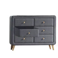 43" Valda Dresser Light Gray Fabric - Acme Furniture: Bedroom Storage with 6 Drawers, Metal Glides