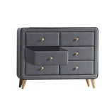 43" Valda Dresser Light Gray Fabric - Acme Furniture: Bedroom Storage with 6 Drawers, Metal Glides