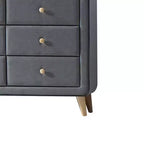 Commode Valda 43" en tissu gris clair – Meuble Acme : Rangement de chambre à 6 tiroirs, glissières métalliques