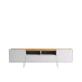 Winston TV Stand for TVs up to 65" White/Cinnamon - Manhattan Comfort: Entertainment Center with Cable Management