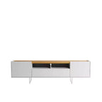 Winston TV Stand for TVs up to 65" White/Cinnamon - Manhattan Comfort: Entertainment Center with Cable Management