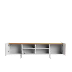 Meuble TV Winston pour téléviseurs jusqu'à 65 po Blanc/Cannelle - Manhattan Comfort : Meuble de divertissement avec gestion des câbles