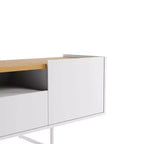 Meuble TV Winston pour téléviseurs jusqu'à 65 po Blanc/Cannelle - Manhattan Comfort : Meuble de divertissement avec gestion des câbles