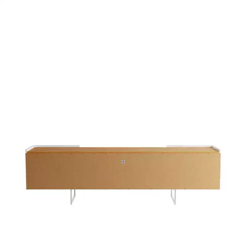 Meuble TV Winston pour téléviseurs jusqu'à 65 po Blanc/Cannelle - Manhattan Comfort : Meuble de divertissement avec gestion des câbles