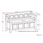 WyndenHall Halifax Banc de rangement de 122 cm pour entrée, transitionnel, blanc antique : Bois massif, double compartiment, capacité de 136 kg