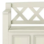 WyndenHall Halifax Banc de rangement de 122 cm pour entrée, transitionnel, blanc antique : Bois massif, double compartiment, capacité de 136 kg
