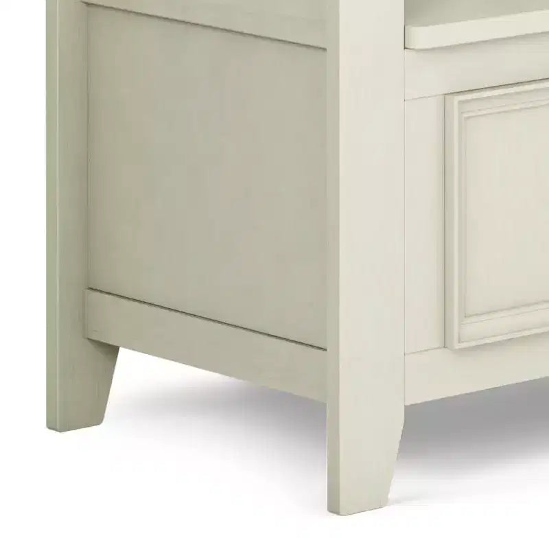 WyndenHall Halifax Banc de rangement de 122 cm pour entrée, transitionnel, blanc antique : Bois massif, double compartiment, capacité de 136 kg