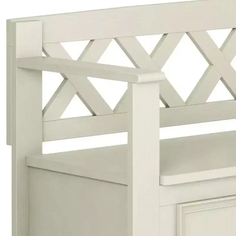 WyndenHall Halifax Banc de rangement de 122 cm pour entrée, transitionnel, blanc antique : Bois massif, double compartiment, capacité de 136 kg