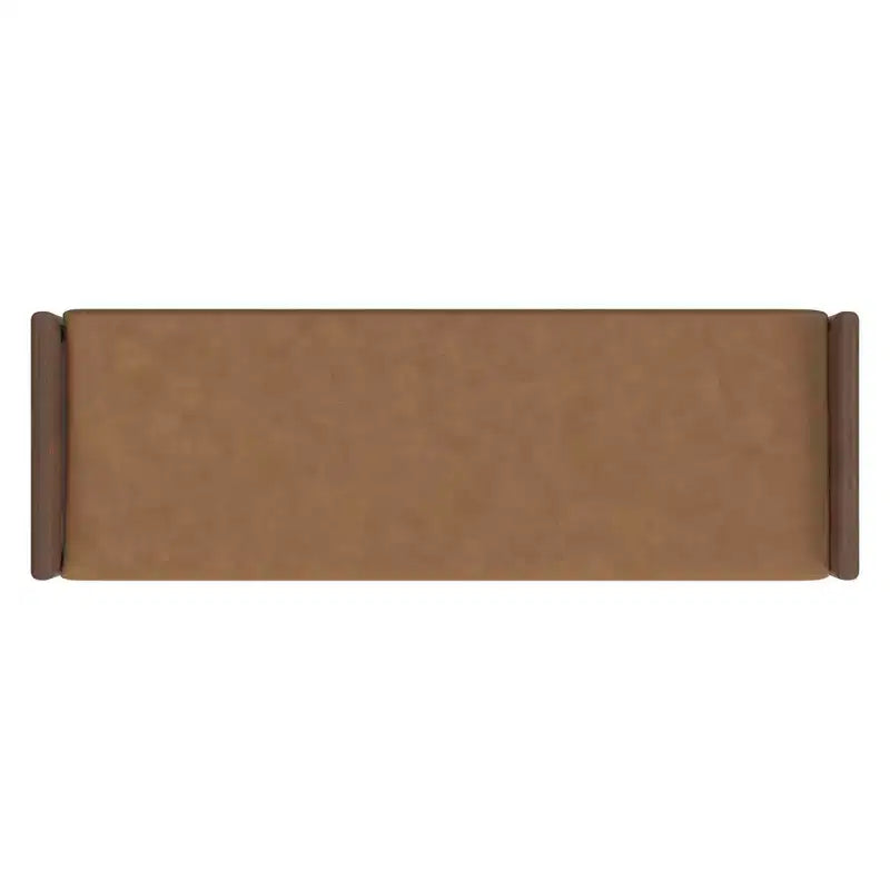 Banc en bois HomePop avec siège rembourré en similicuir caramel : Ottoman rectangulaire, siège d'entrée, polyester et viscose