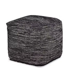 Pouf Omari carré tissé à la main noir/ivoire - Steve Silver Co. : Pouf ottoman rembourré abstrait bohème, 45,7 cm carré, capacité de 113,4 kg