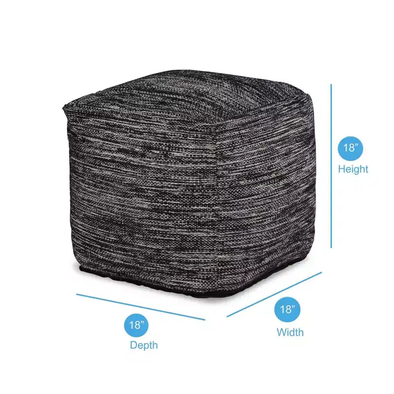 Pouf Omari carré tissé à la main noir/ivoire - Steve Silver Co. : Pouf ottoman rembourré abstrait bohème, 45,7 cm carré, capacité de 113,4 kg