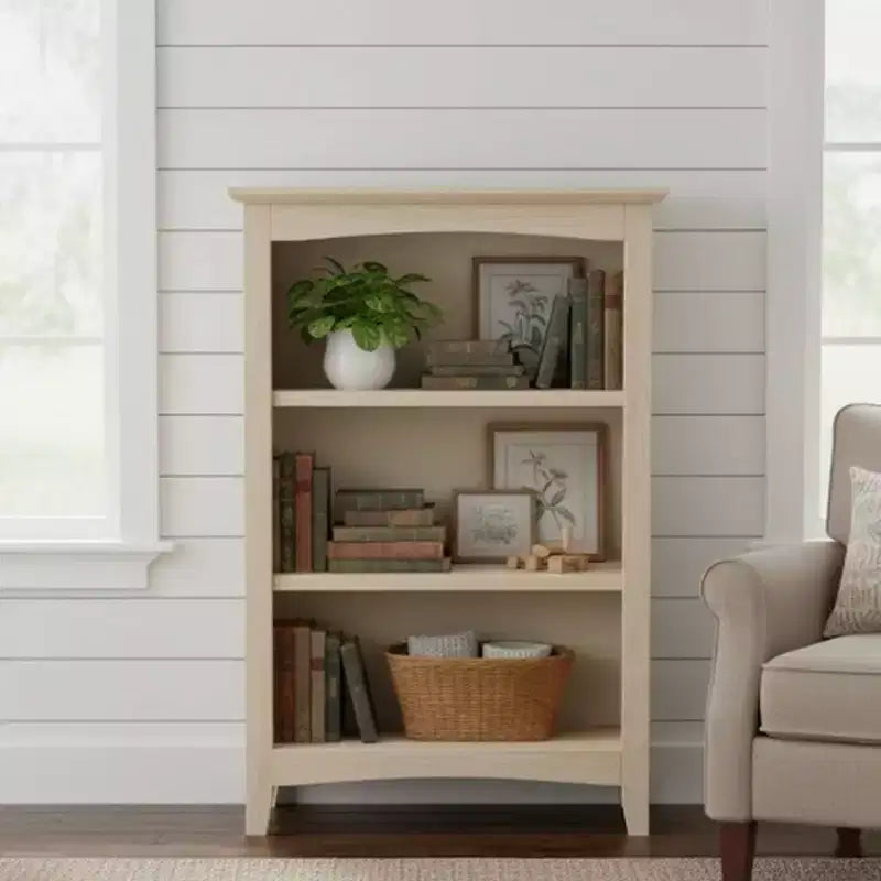 Bibliothèque Shaker 36 x 24 po non finie - International Concepts : Matériau en bois d'hévéa, 3 étagères fixes, dos fermé