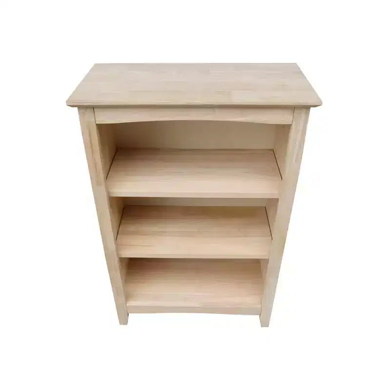 Bibliothèque Shaker 36 x 24 po non finie - International Concepts : Matériau en bois d'hévéa, 3 étagères fixes, dos fermé