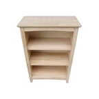 Bibliothèque Shaker 36 x 24 po non finie - International Concepts : Matériau en bois d'hévéa, 3 étagères fixes, dos fermé