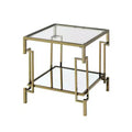 Costa Mesa Square Glass Top Contemporary End Table Champagne - miBasics