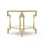 Table d'appoint contemporaine à plateau en verre carré Costa Mesa Champagne - miBasics