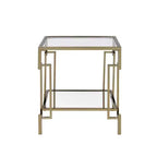 Table d'appoint contemporaine à plateau en verre carré Costa Mesa Champagne - miBasics