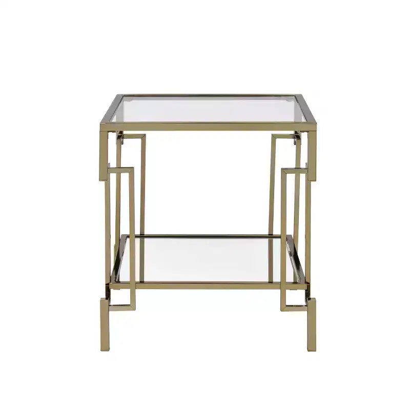 Table d'appoint contemporaine à plateau en verre carré Costa Mesa Champagne - miBasics