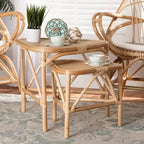 Lot de 2 tables d'appoint Jayden naturel/marron - bali & pari : tables gigognes triangulaires fabriquées en Indonésie