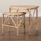 Lot de 2 tables d'appoint Jayden naturel/marron - bali & pari : tables gigognes triangulaires fabriquées en Indonésie
