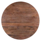 Table basse ronde 48" sculptée à la main en bois de manguier, forme tambour, marron vieilli : Robuste et polie