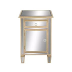 Olivia & May Petit Meuble Miroir en Verre Glamour Beige : Style Luxe, Aucun Assemblage Requis, Cadre en MDF