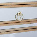 Olivia & May Petit Meuble Miroir en Verre Glamour Beige : Style Luxe, Aucun Assemblage Requis, Cadre en MDF