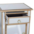 Olivia & May Petit Meuble Miroir en Verre Glamour Beige : Style Luxe, Aucun Assemblage Requis, Cadre en MDF