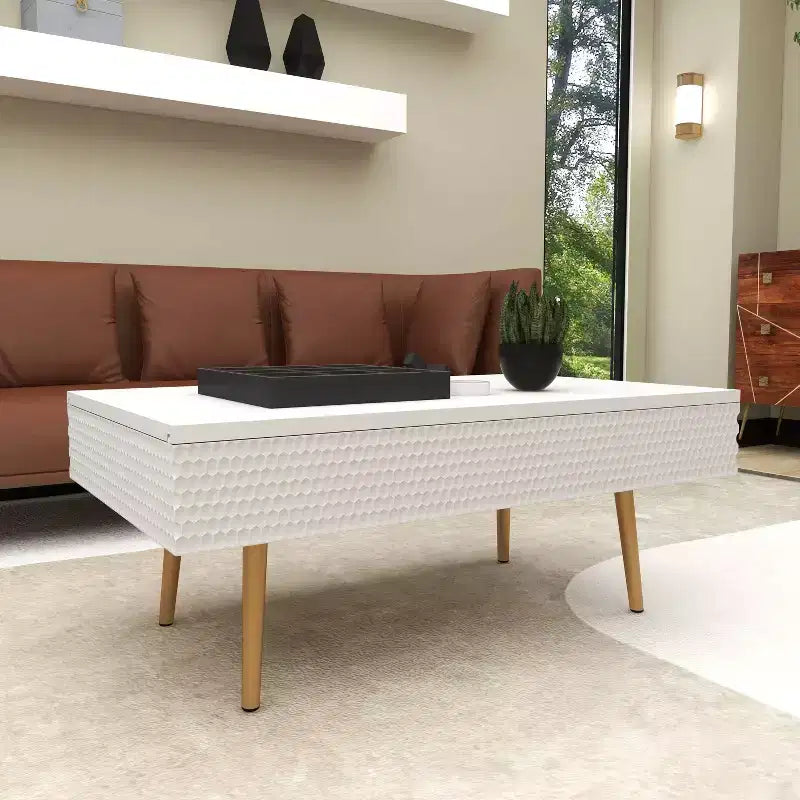 Table basse en bois contemporaine blanche - Olivia & May