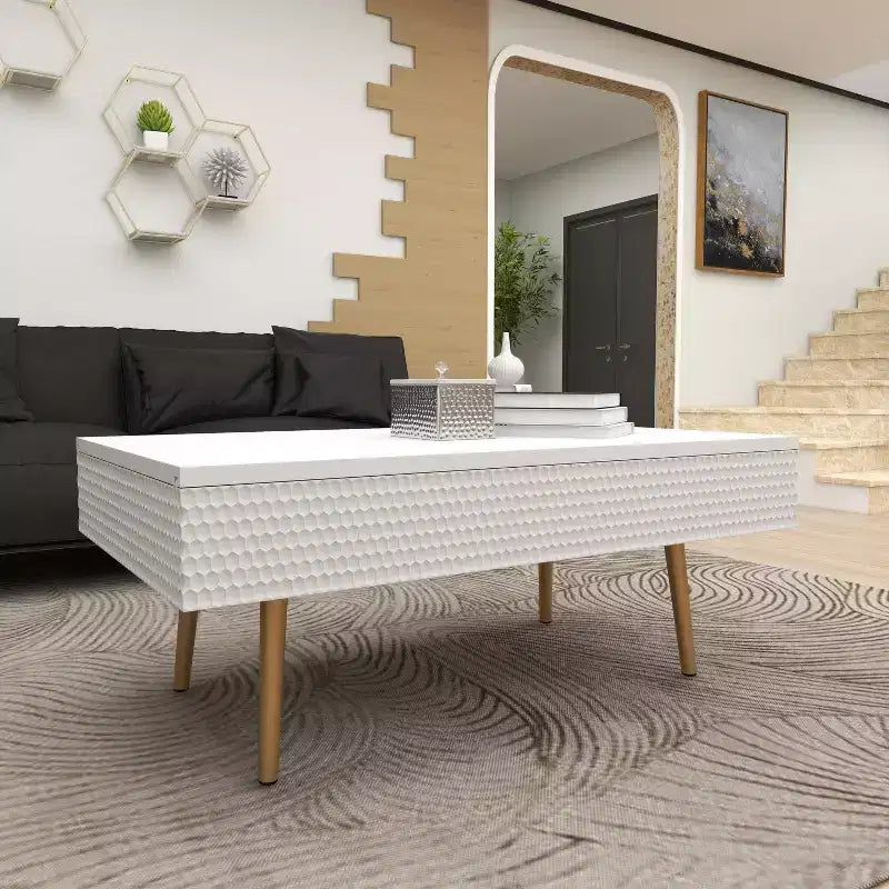 Table basse en bois contemporaine blanche - Olivia & May