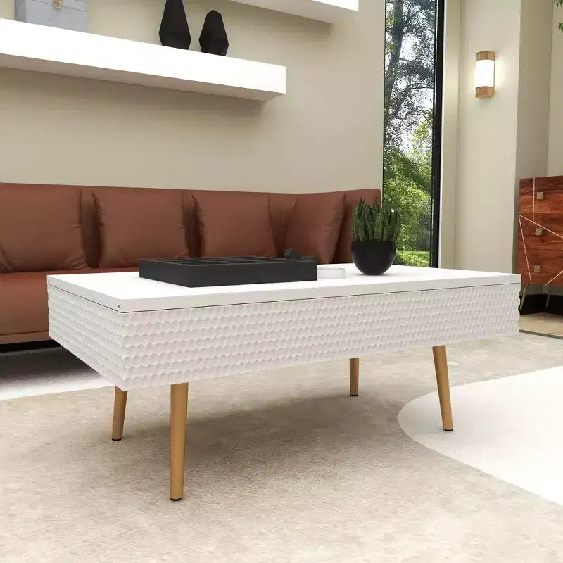 Table basse en bois contemporaine blanche - Olivia & May