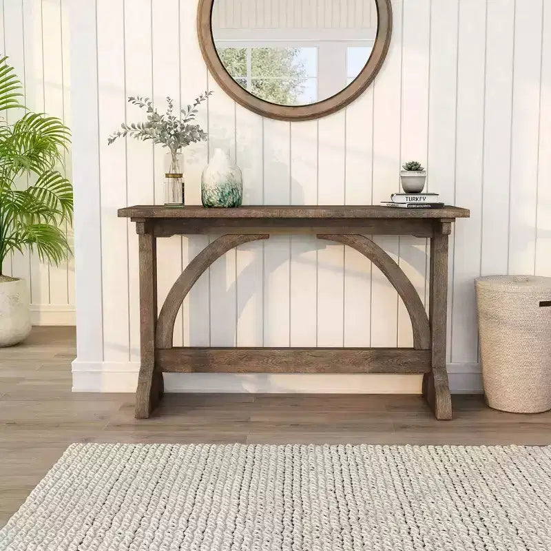 Console de table à double piédestal Jobrin en chêne recyclé - miBasics