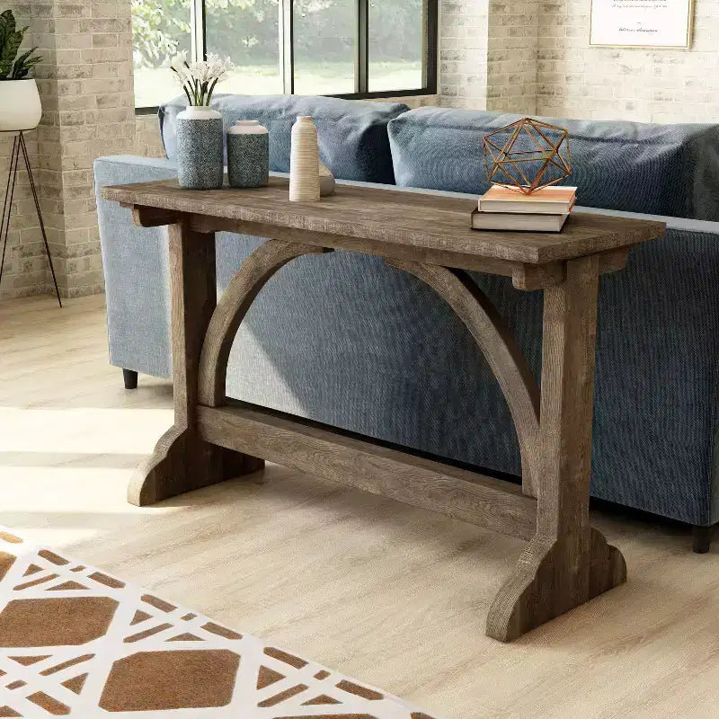 Console de table à double piédestal Jobrin en chêne recyclé - miBasics