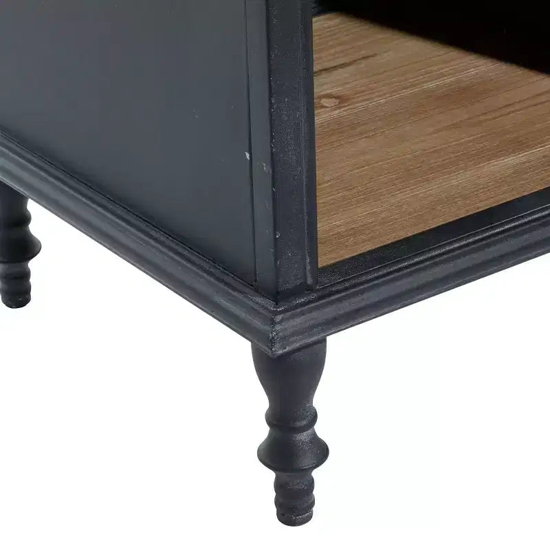 Armoire en bois et métal style ferme noir - Rangement chic, 3 tiroirs, 4 étagères, aucun assemblage requis