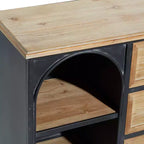 Armoire en bois et métal style ferme noir - Rangement chic, 3 tiroirs, 4 étagères, aucun assemblage requis