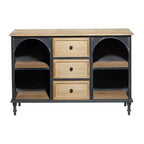 Armoire en bois et métal style ferme noir - Rangement chic, 3 tiroirs, 4 étagères, aucun assemblage requis