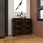 Commode traditionnelle en similicuir noir à 6 tiroirs - Olivia & May : Aucun assemblage requis, Rangement compartimenté