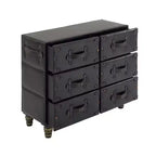 Commode traditionnelle en similicuir noir à 6 tiroirs - Olivia & May : Aucun assemblage requis, Rangement compartimenté