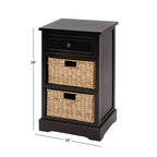 Commode en bois de ferme avec paniers en osier noirs - Olivia & May : aucun assemblage requis, utilisation en intérieur, composite MDF
