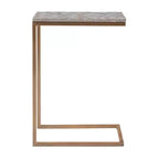 Table d'appoint Priscille 45,7 cm x 35,6 cm en métal doré - Linon: Coquille de Capiz, cadre géométrique, style «Coastal Glam»
