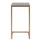 Table d'appoint Priscille 45,7 cm x 35,6 cm en métal doré - Linon: Coquille de Capiz, cadre géométrique, style «Coastal Glam»