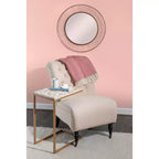 Table d'appoint Priscille 45,7 cm x 35,6 cm en métal doré - Linon: Coquille de Capiz, cadre géométrique, style «Coastal Glam»