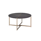 Bromia Coffee Table Black/Champagne - Acme Furniture: Round, Contemporary, Wood Composite Frame, Metal Hardware, Painted Finish